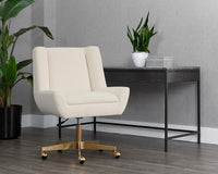 Mirian Alabaster Performance Fabric & Gold Desk Chair