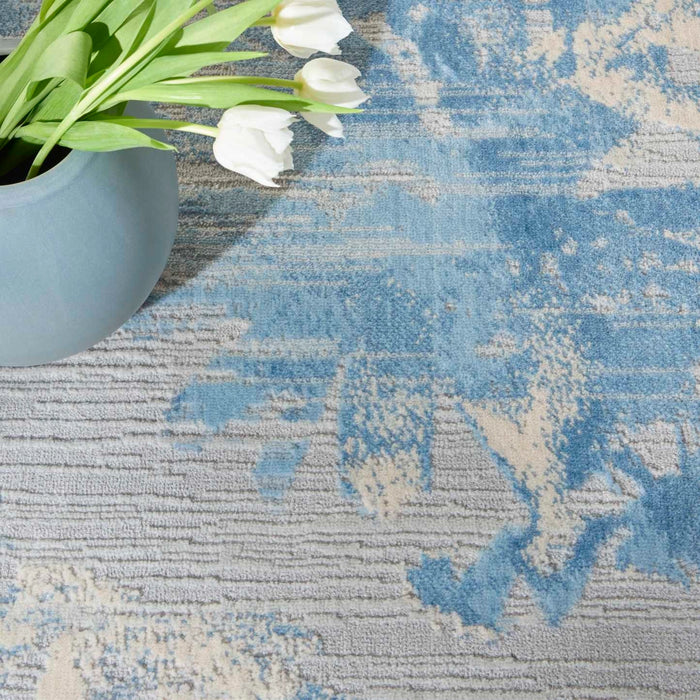 Eloise Abstract Floral Grey & Blue Area Rug