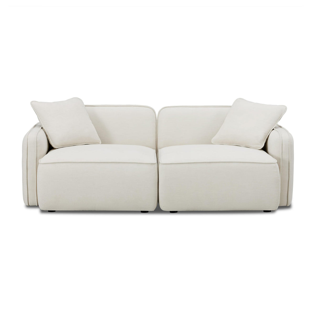 Travie 78" Sand Upcycled Performance Linen Modular Loveseat