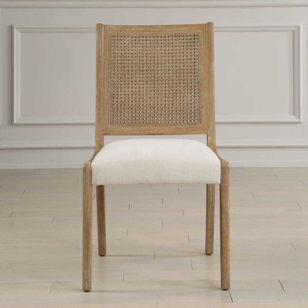 Coastal Rattan Upholstered Dining Chair (Set of 2)