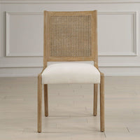 Coastal Rattan Upholstered Dining Chair (Set of 2)