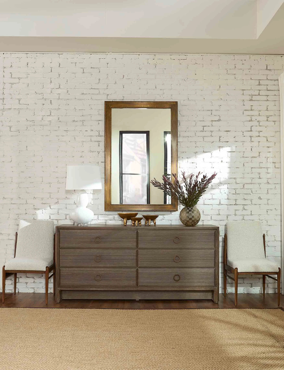 Georgia Woven Textured Boucle & Oak Driftwood Side Chair (Set of 2)