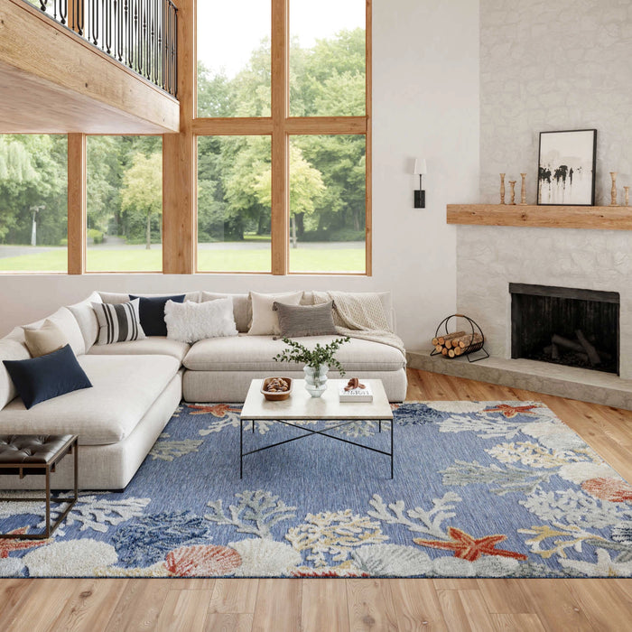 Pacific Coast Blue Coral Indoor/OutdoorArea Rug