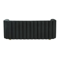 Laurent 84.3" Plush Black Velvet Sofa