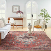 Ruby Rust Multicolour Washable Area Rug