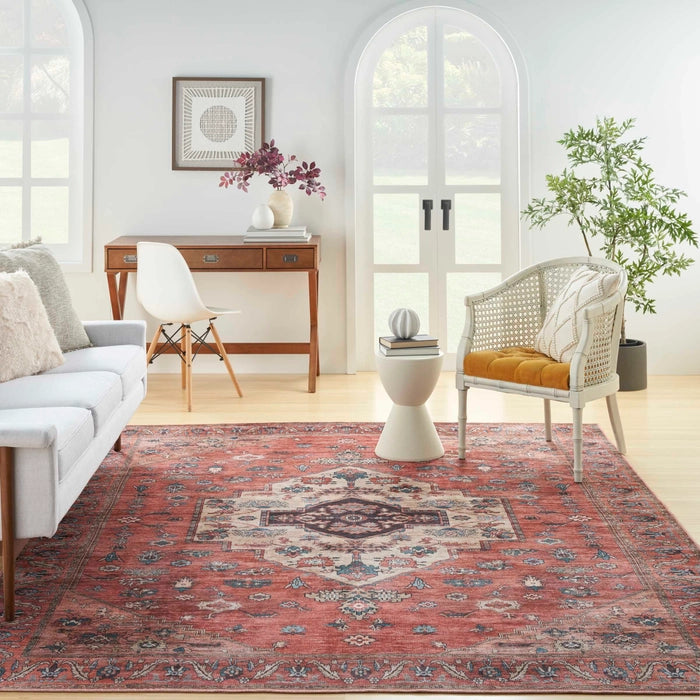 Ruby Rust Multicolour Washable Area Rug