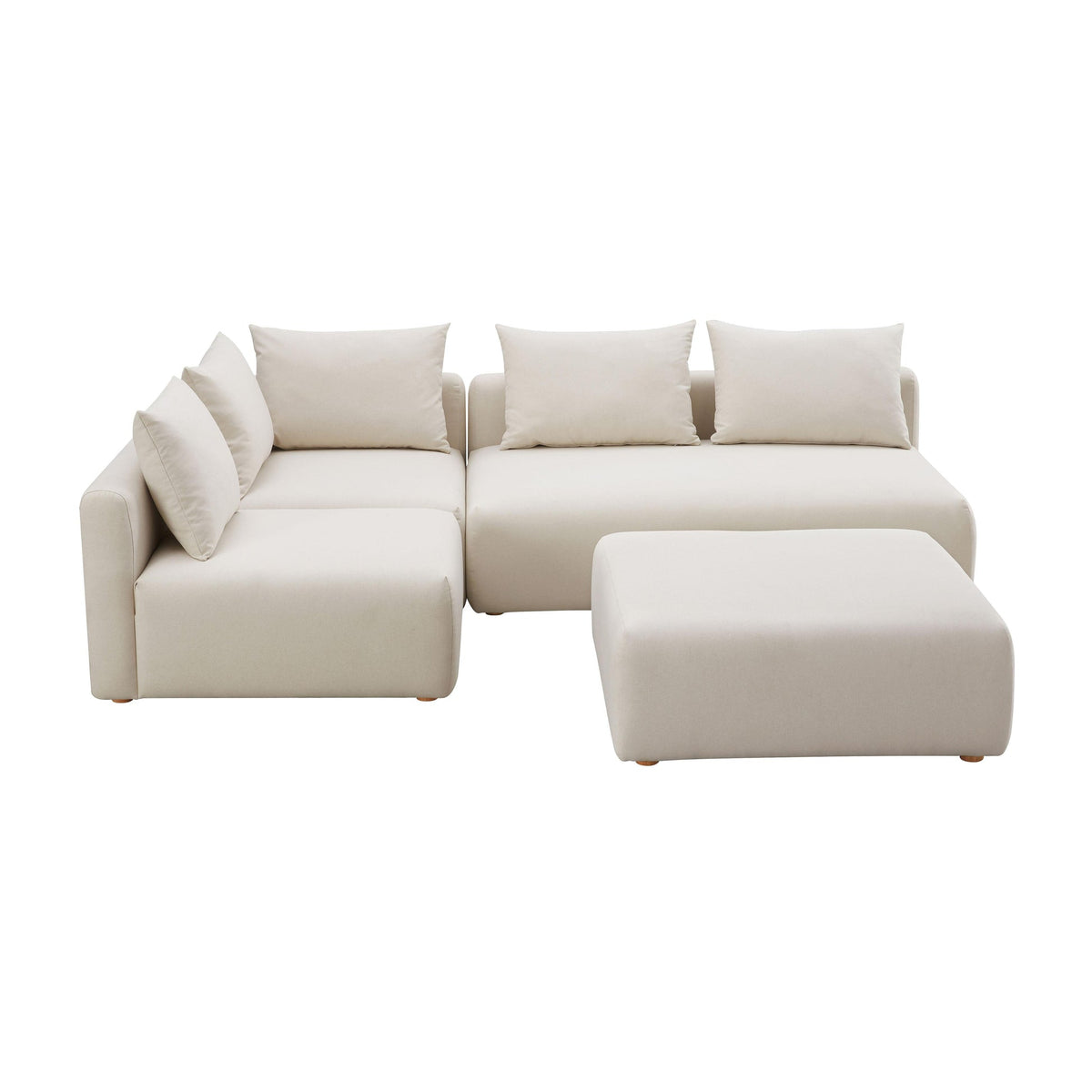 Karsyn 104.5" Plush Cream Performance Linen 4-Piece Modular Chaise Sectional