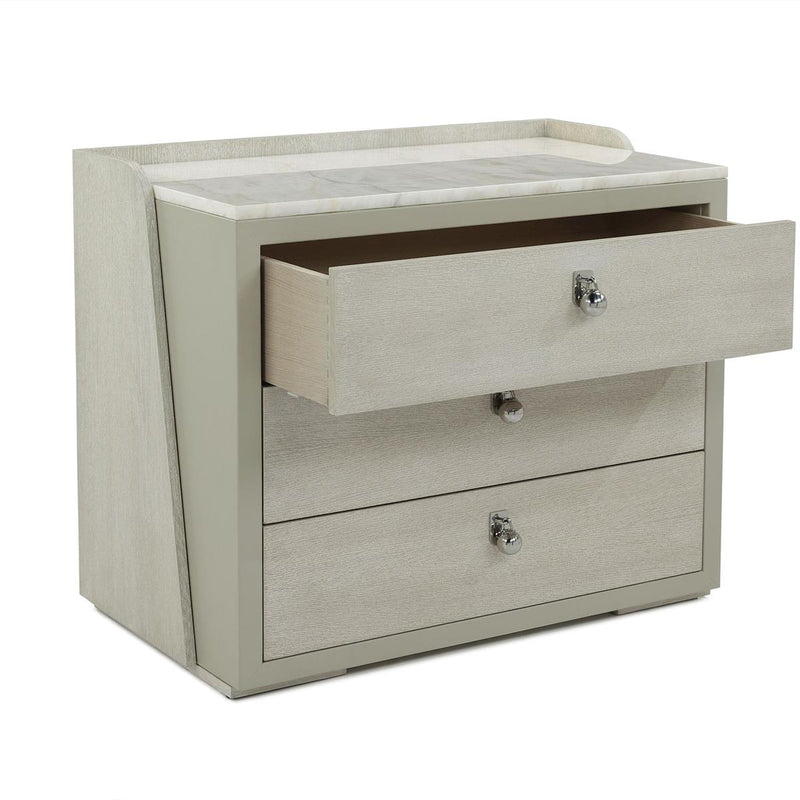 Allerie Grey & Marble Three Drawer Nightstand