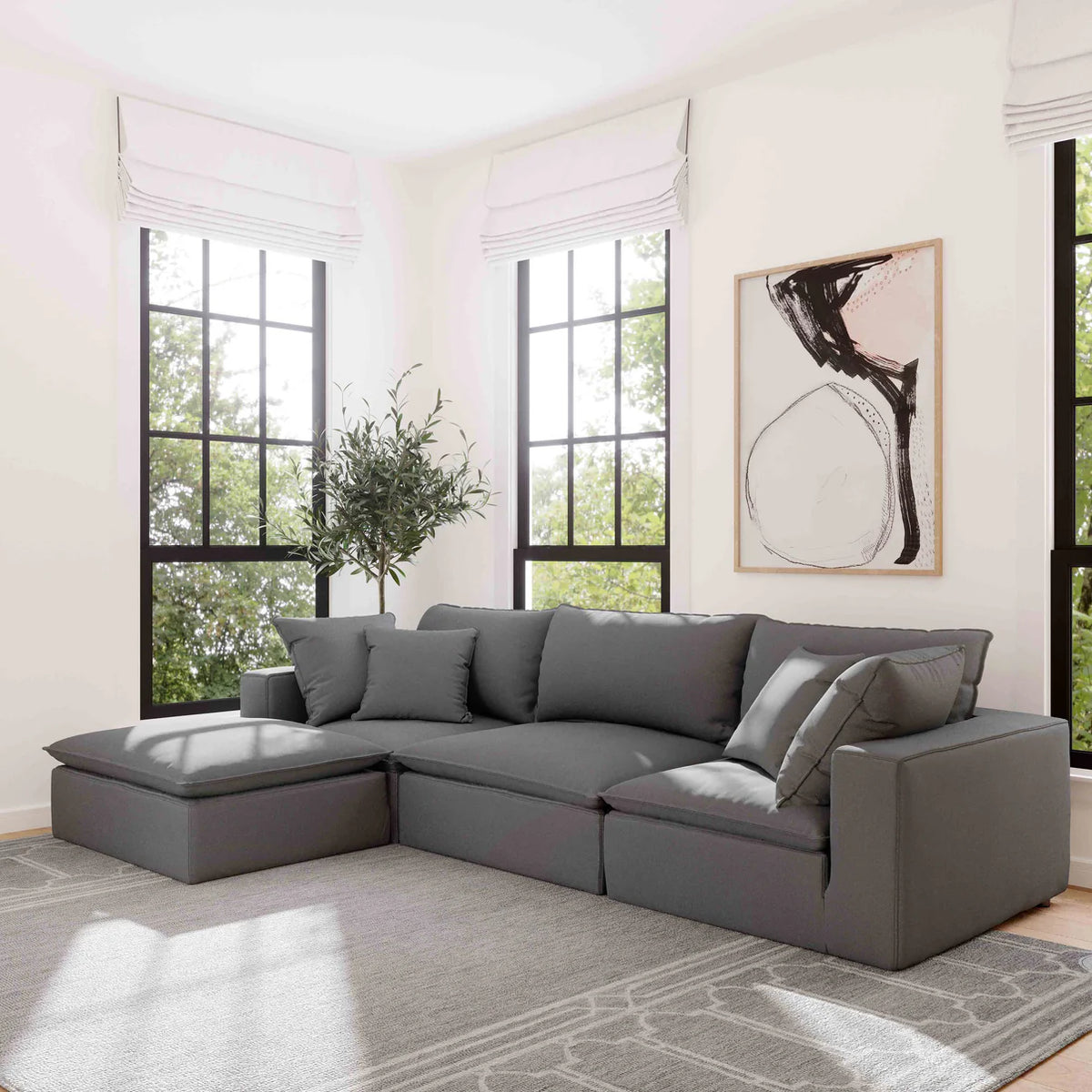 Cali Slate Performance Fabric Modular Armless Chair