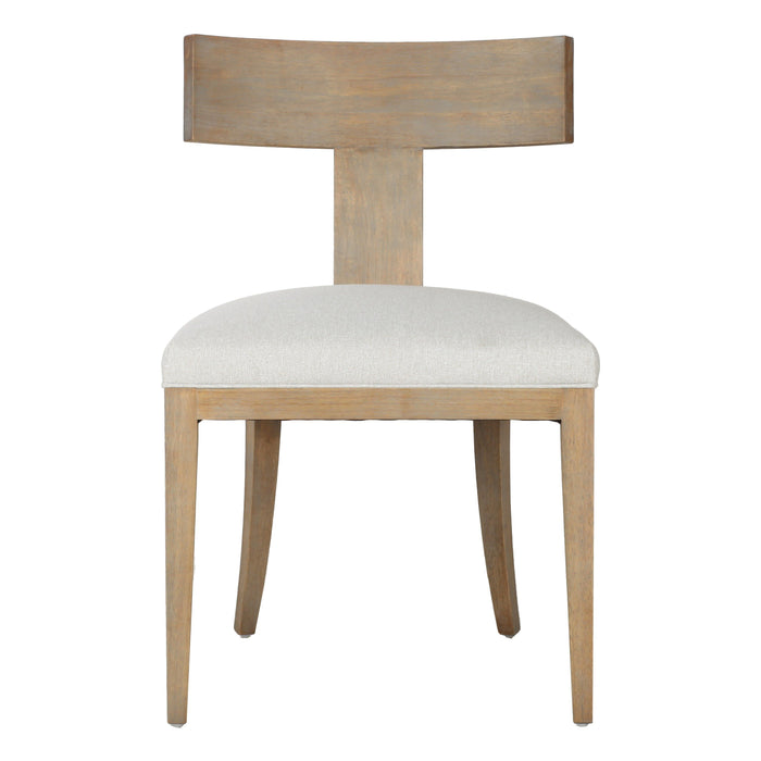 Rowan Mid-Century Modern Beige Linen + Wood Dining Chair (Set of 2)