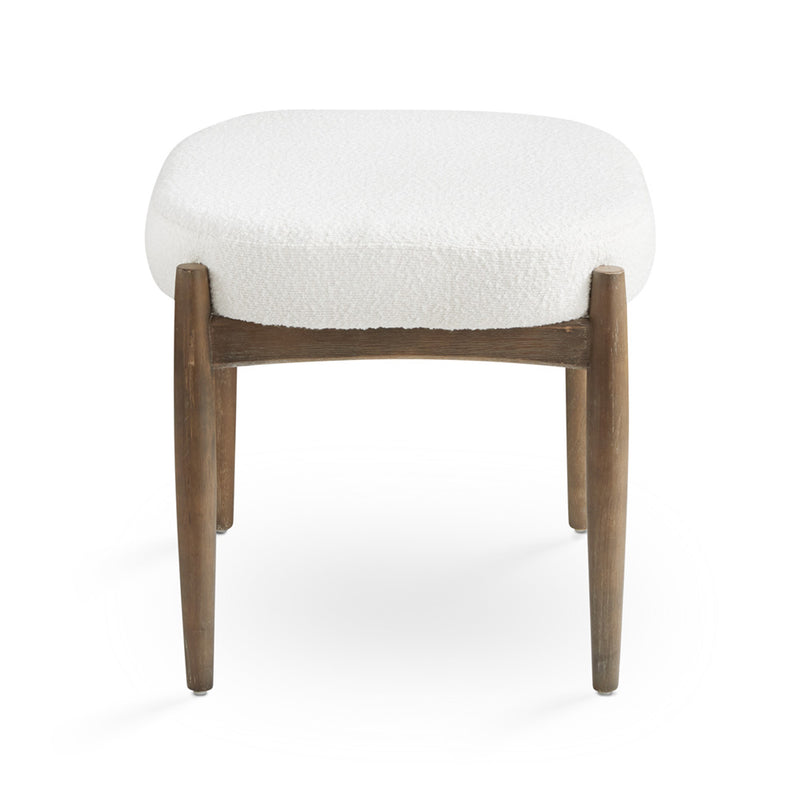 Winslow White Boucle & Wood Bench