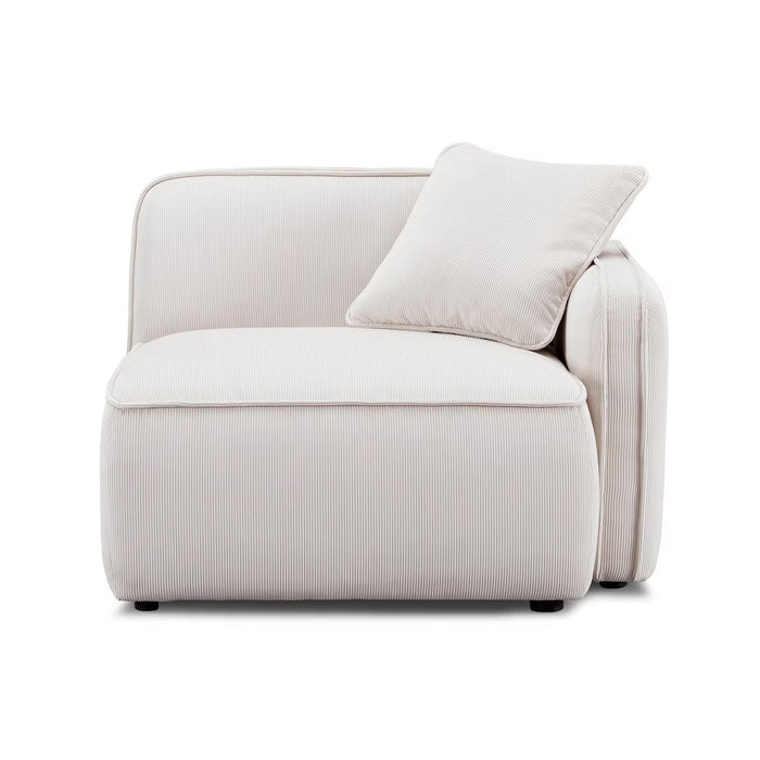 Travie White Sand Performance Corduroy Velvet RAF Corner Chair