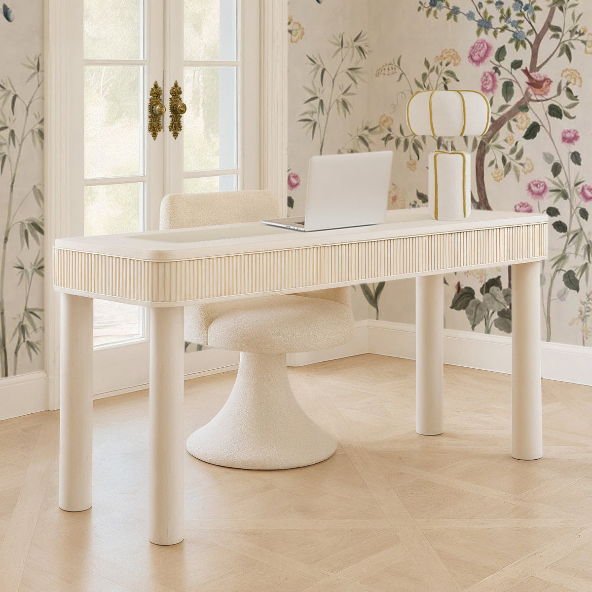 Lexi 55" Cream 2-Drawer Desk