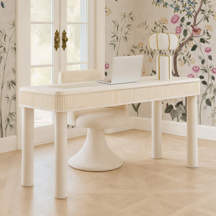Lexi 55" Cream 2-Drawer Desk