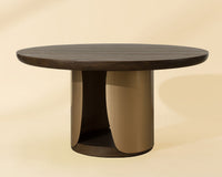 Sultana 59" Dark Oak Concrete & Brushed Brass Round Dining Table - Indoor/Outdoor