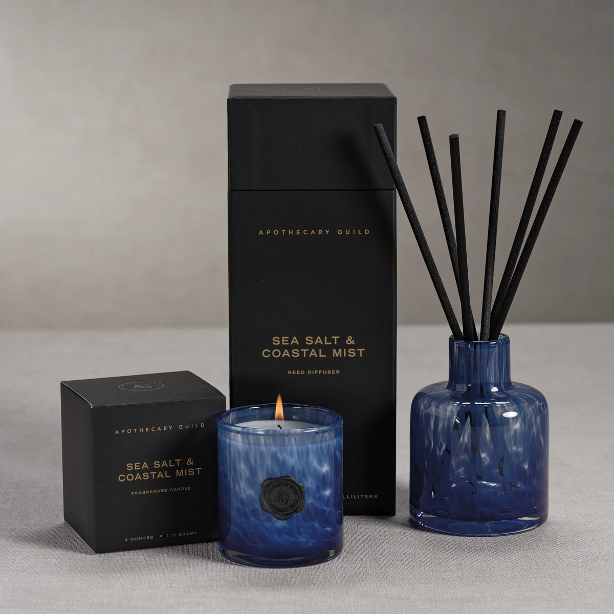 Opal Diffuser in Gift Box - Dark Blue/Sea Salt & Coastal Mist (Set of 4)