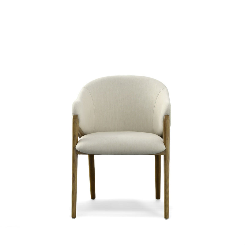 Claude Cream Fabric and Walnut Arm Dining Chair