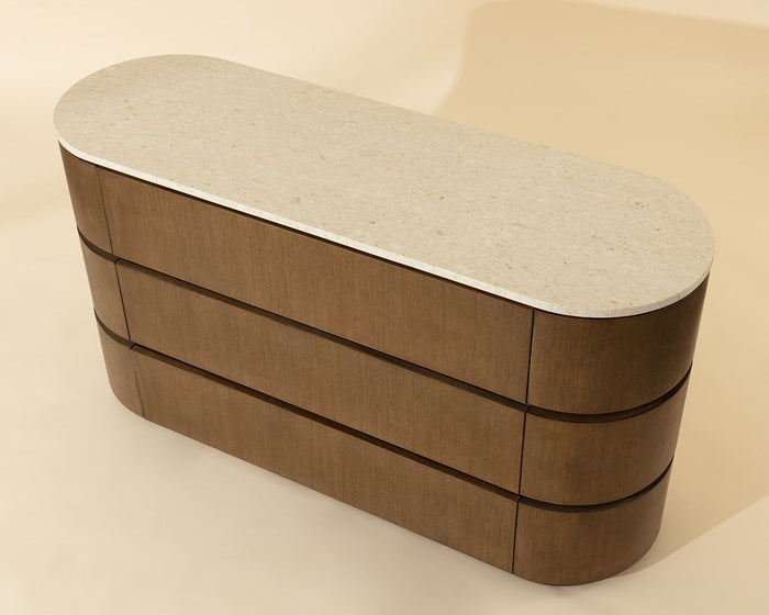 Caldora 59" Oak Veneer & Marble Top Dresser