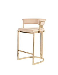 Clancy Modern Beige Velvet & Gold Counter Stool