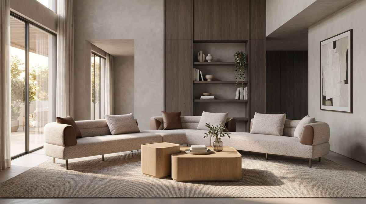 Marlago 148" Modern Brown Upholstered Sectional Sofa