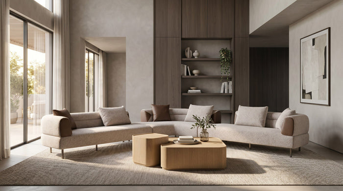 Marlago 148" Modern Brown Upholstered Sectional Sofa