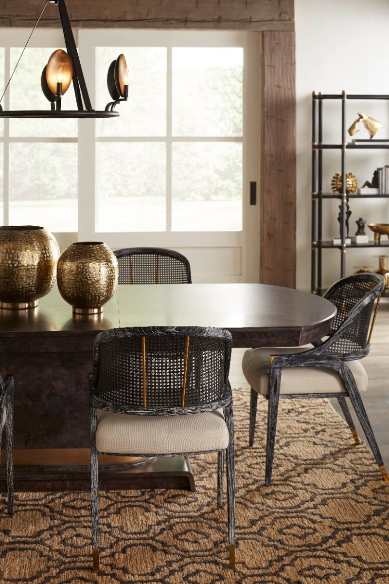 Harriet 75.5" - 97.5" Arabica Burl & Gold Extension Dining Table