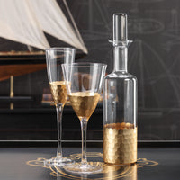 Fez Cut Glass Champagne Flute with Gold Leaf - Set of 12