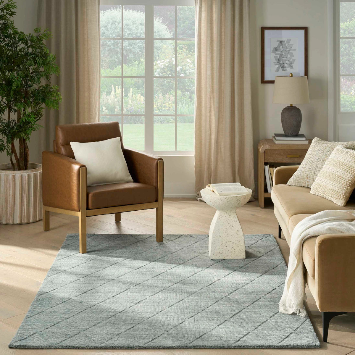 Natalia Blue Wool Area Rug