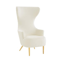 Versailles Cream Performance Velvet Channel Tufted Wingback Chair