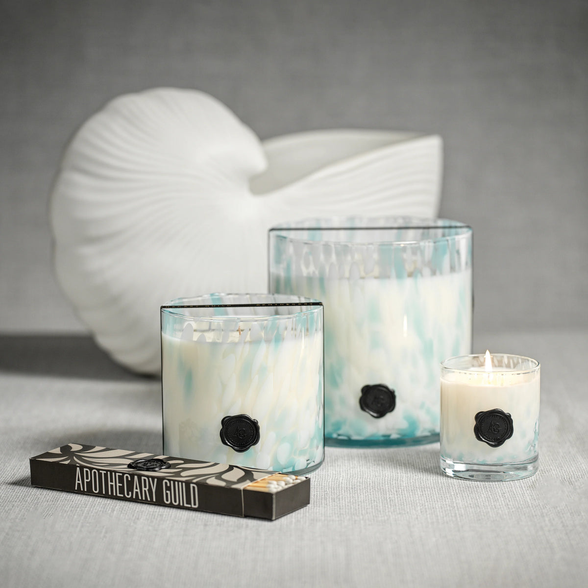 Opal Glass Five-Wick Candle Jar Blue/Sunset Beach (Set of 2)