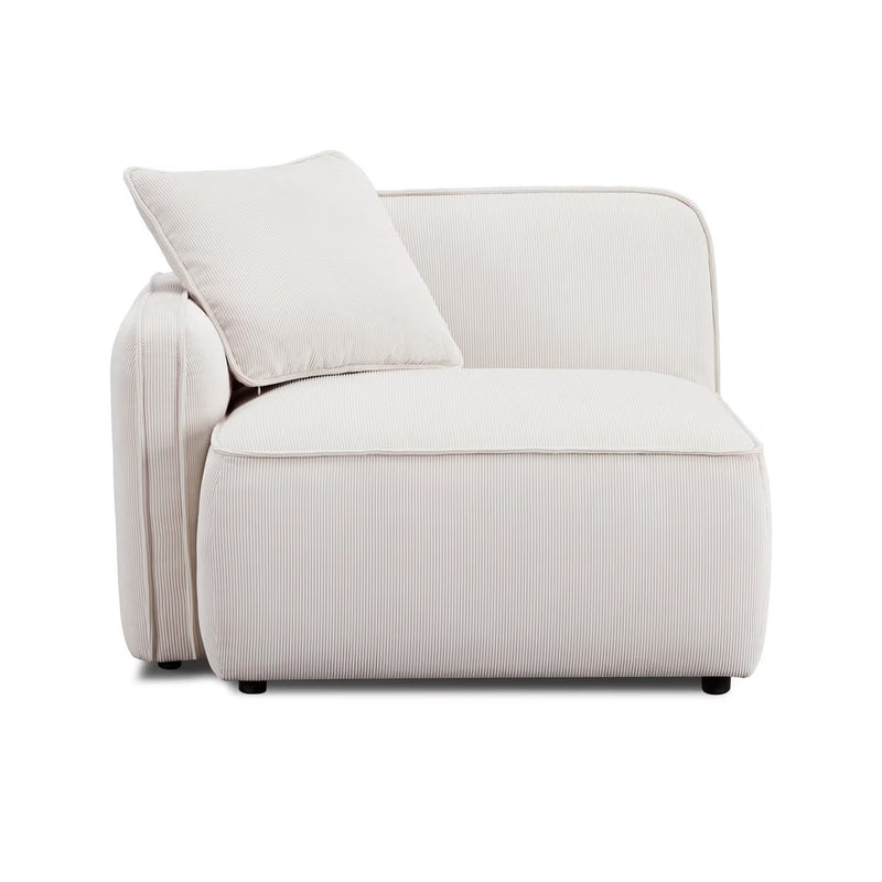 Travie White Sand Performance Corduroy Velvet LAF Corner Chair