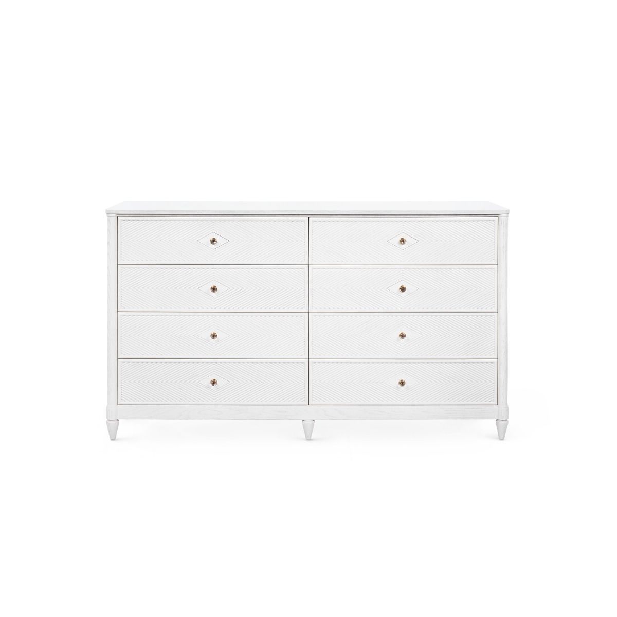 Feona 74" Soft White Glazed 8 Drawer Dresser