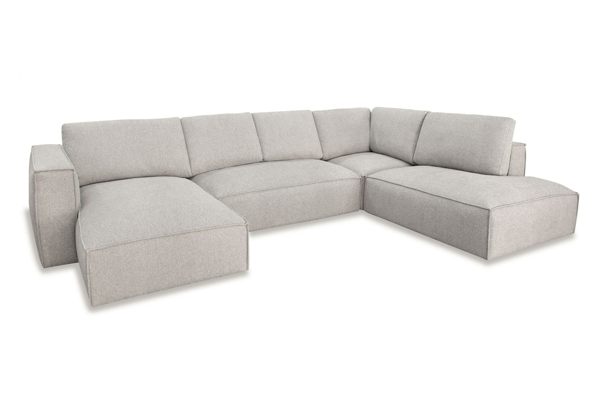 Luce Modern Light Grey Fabric Sectional Sofa W/ Left Facing Chaise