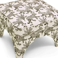 Kaelie Taupe Leopard Performance Jacquard Ottoman