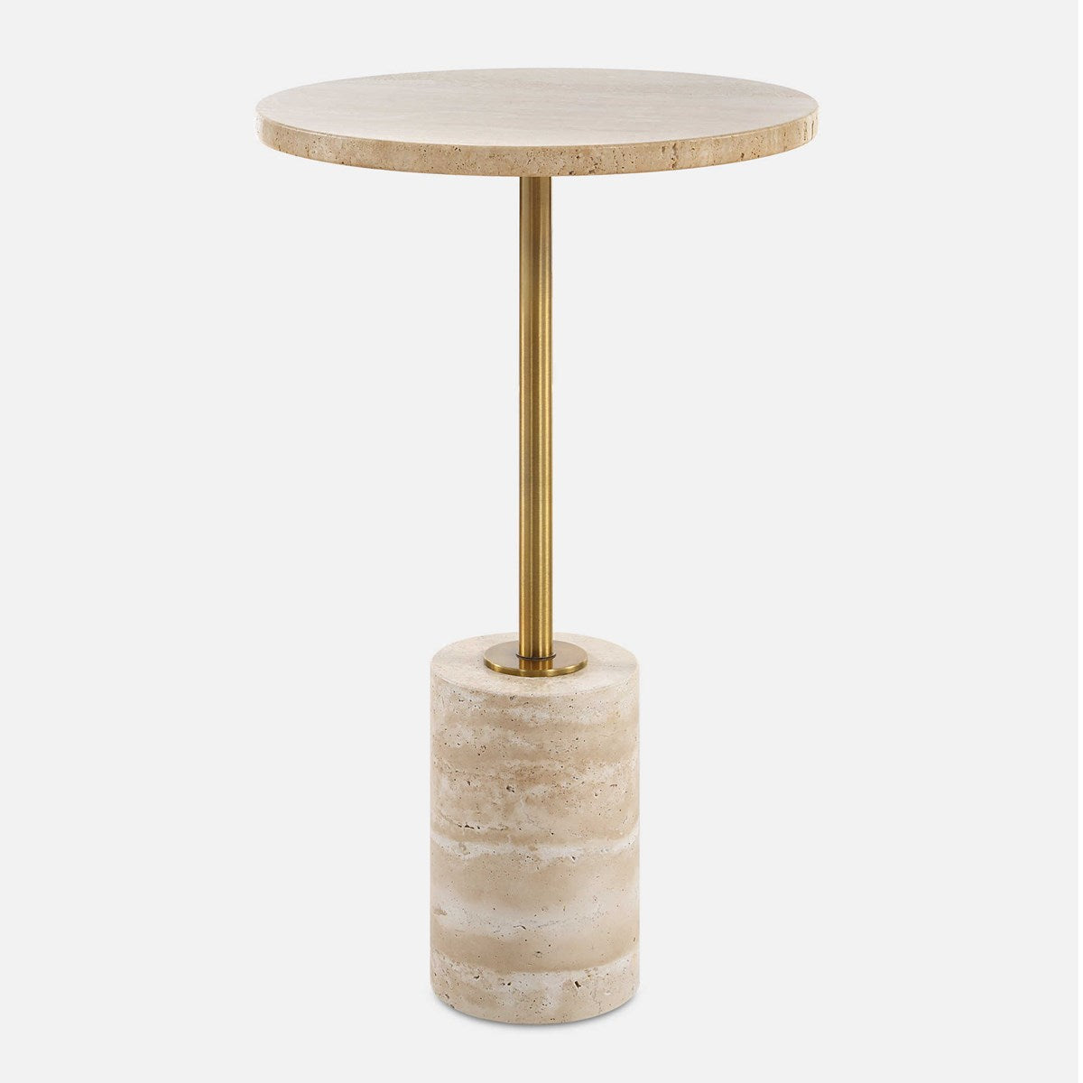 Layla Travertine & Gold Accent Table