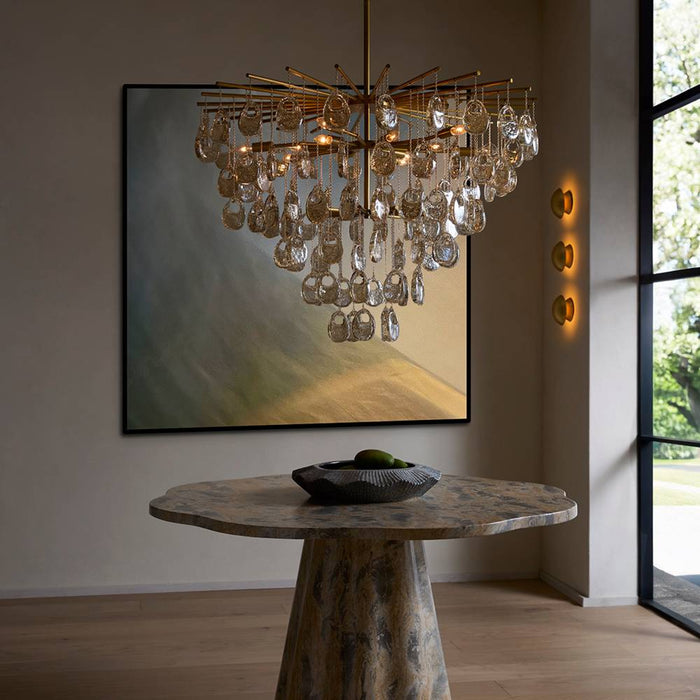 Jacqueline 42" Amber Seeded Glass Large Chandelier