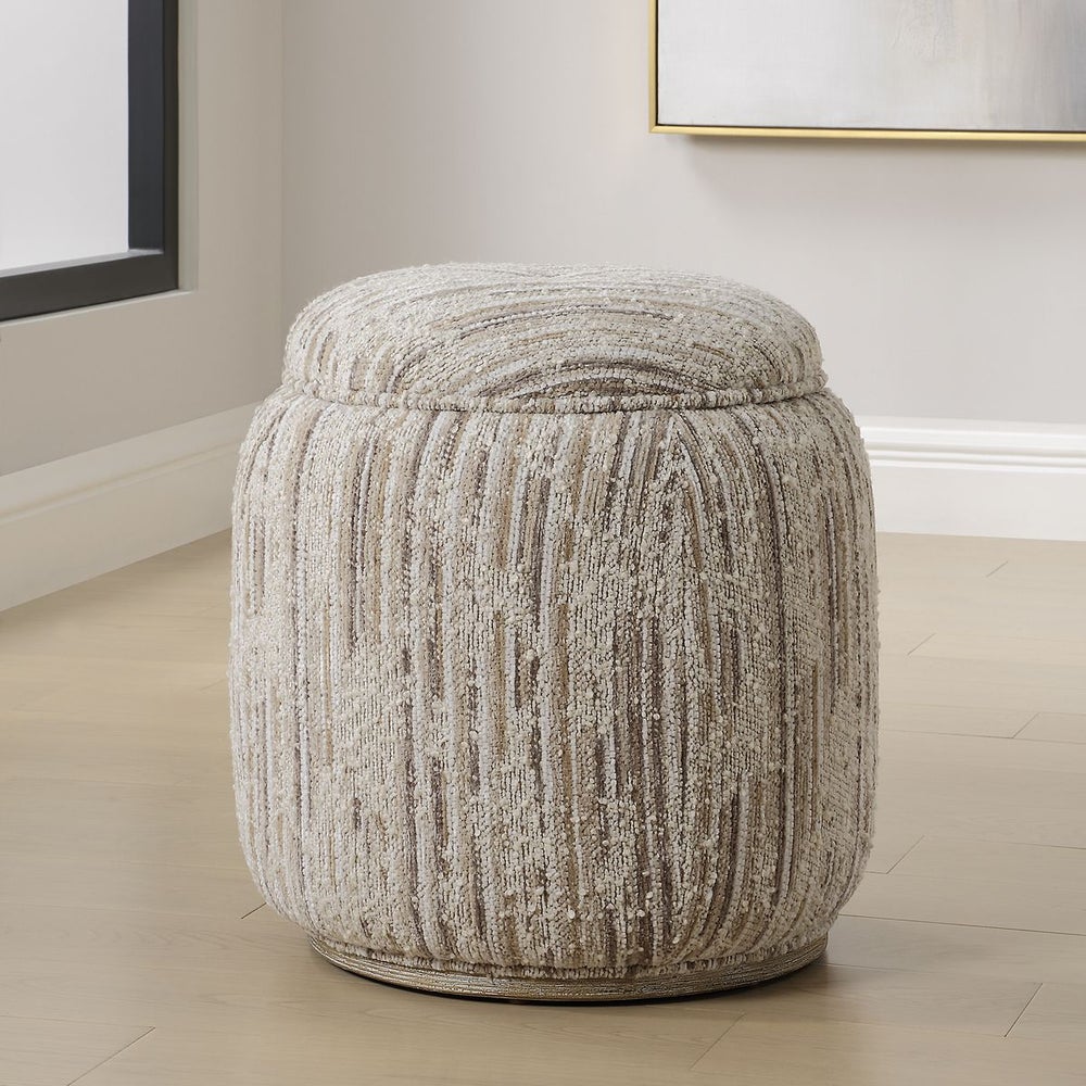 Vida Tan Boucle Storage Ottoman