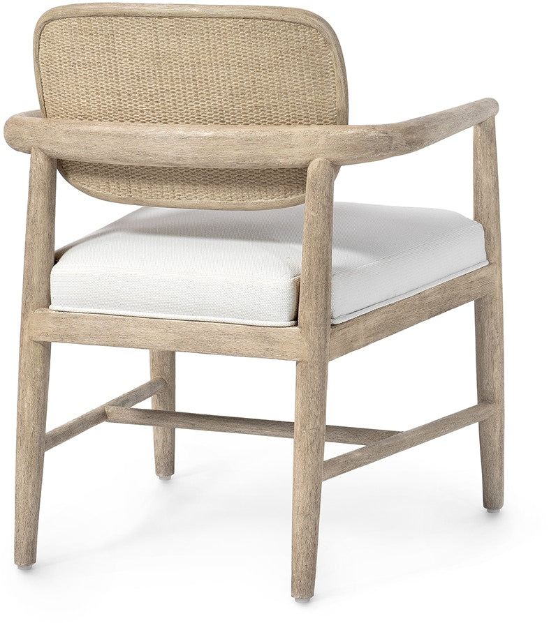 Fornelli White Basket Weave Dining Arm Chair