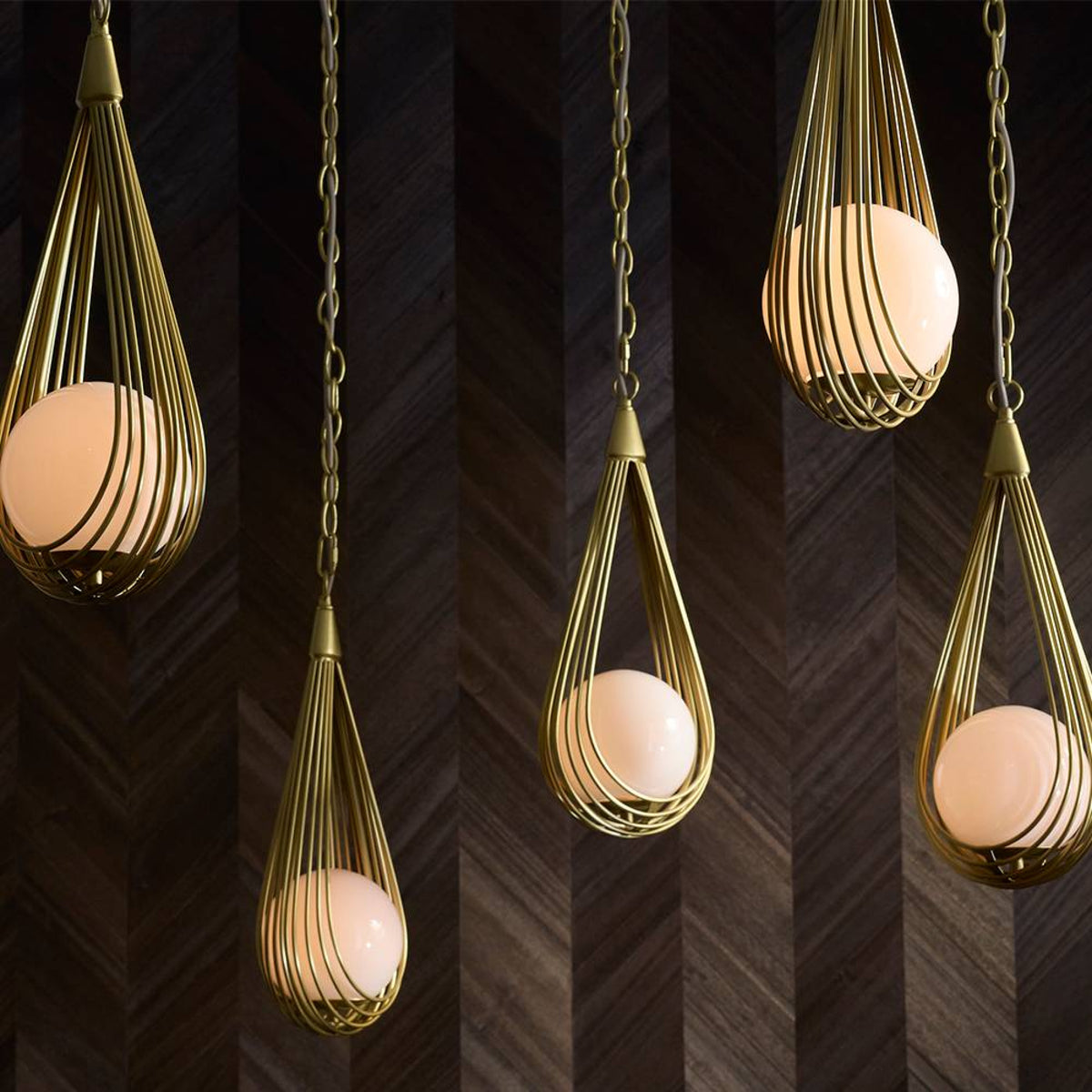 Ova 38.5" Antique Brass Multi-Drop Chandelier