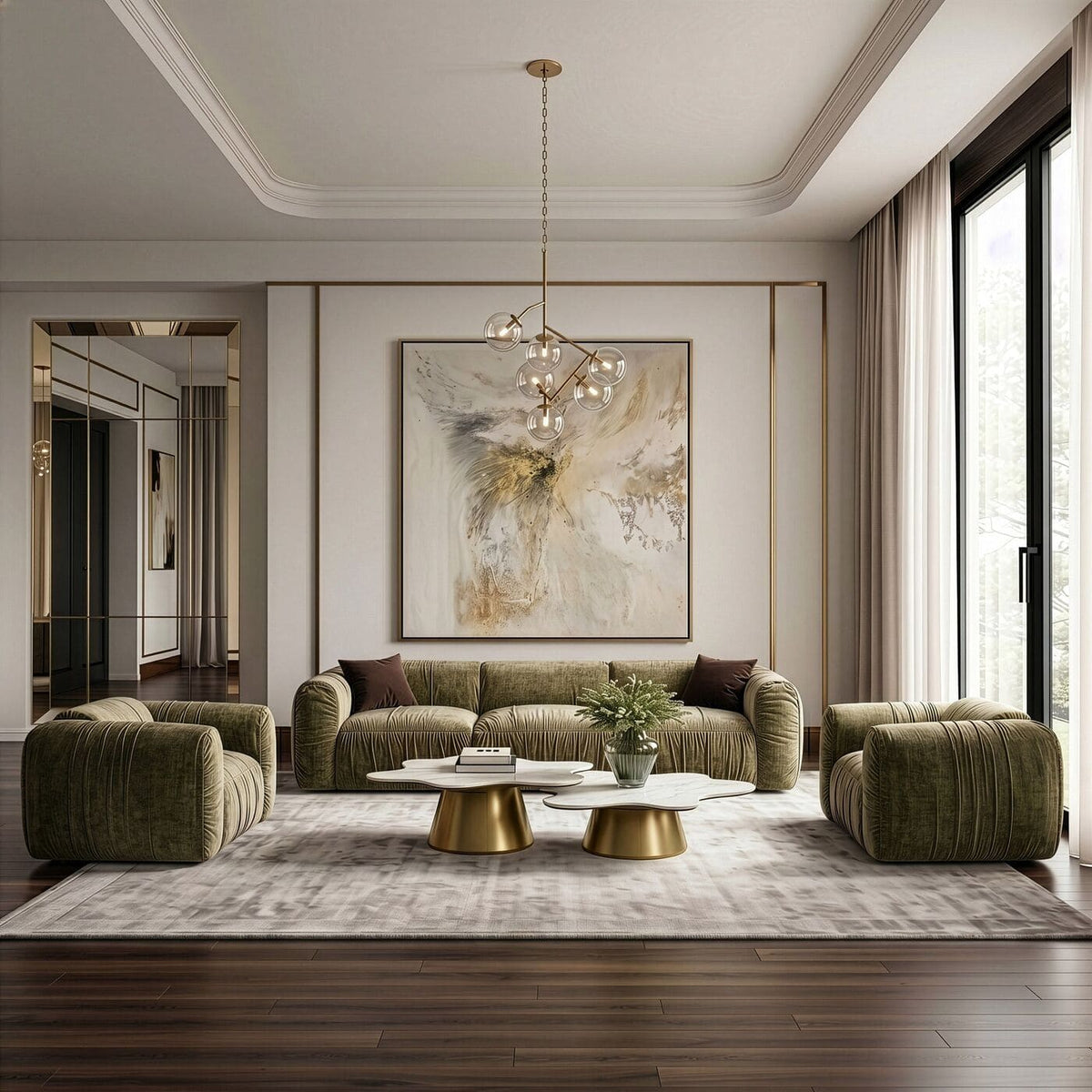 Reign White Marble & Gold Nesting Coffee Table Set