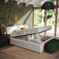 Aubrielle Cream Upcycled Linen Storage Bed