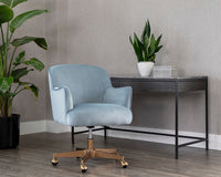 Karina Blue Sky & Gold Curved Desk Chair