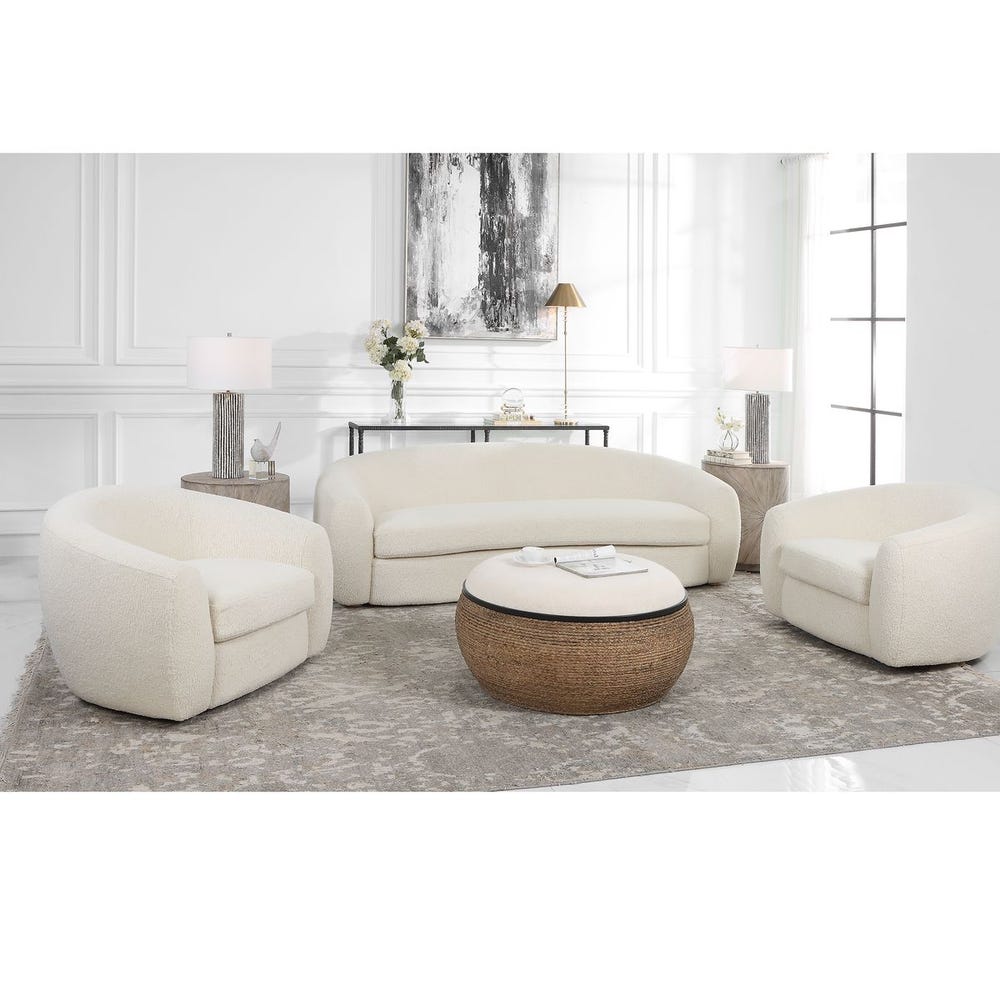 Eesha 90" Luxurious Off-White Faux Shearling Sofa