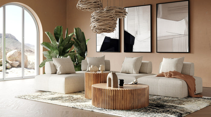 Eliza 4 Piece Modern Modular Beige Sectional Sofa