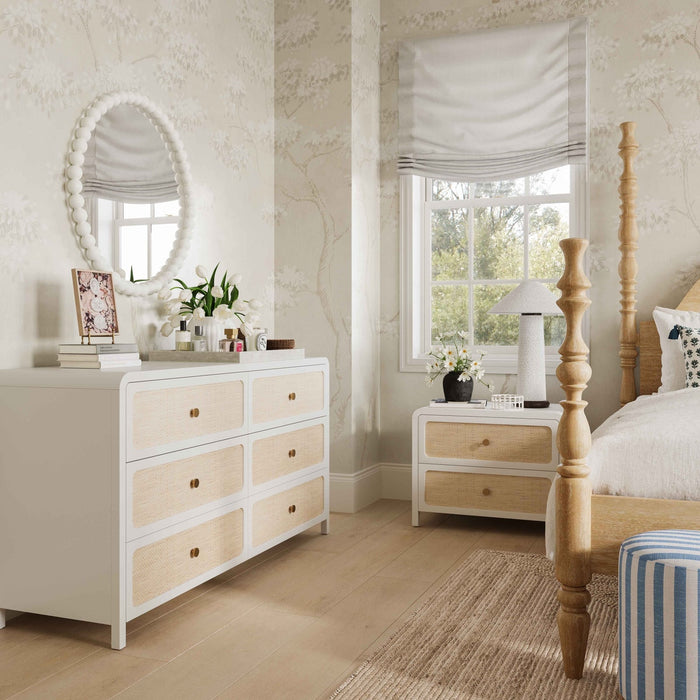 Ameline White Rattan 2 Drawer Nightstand