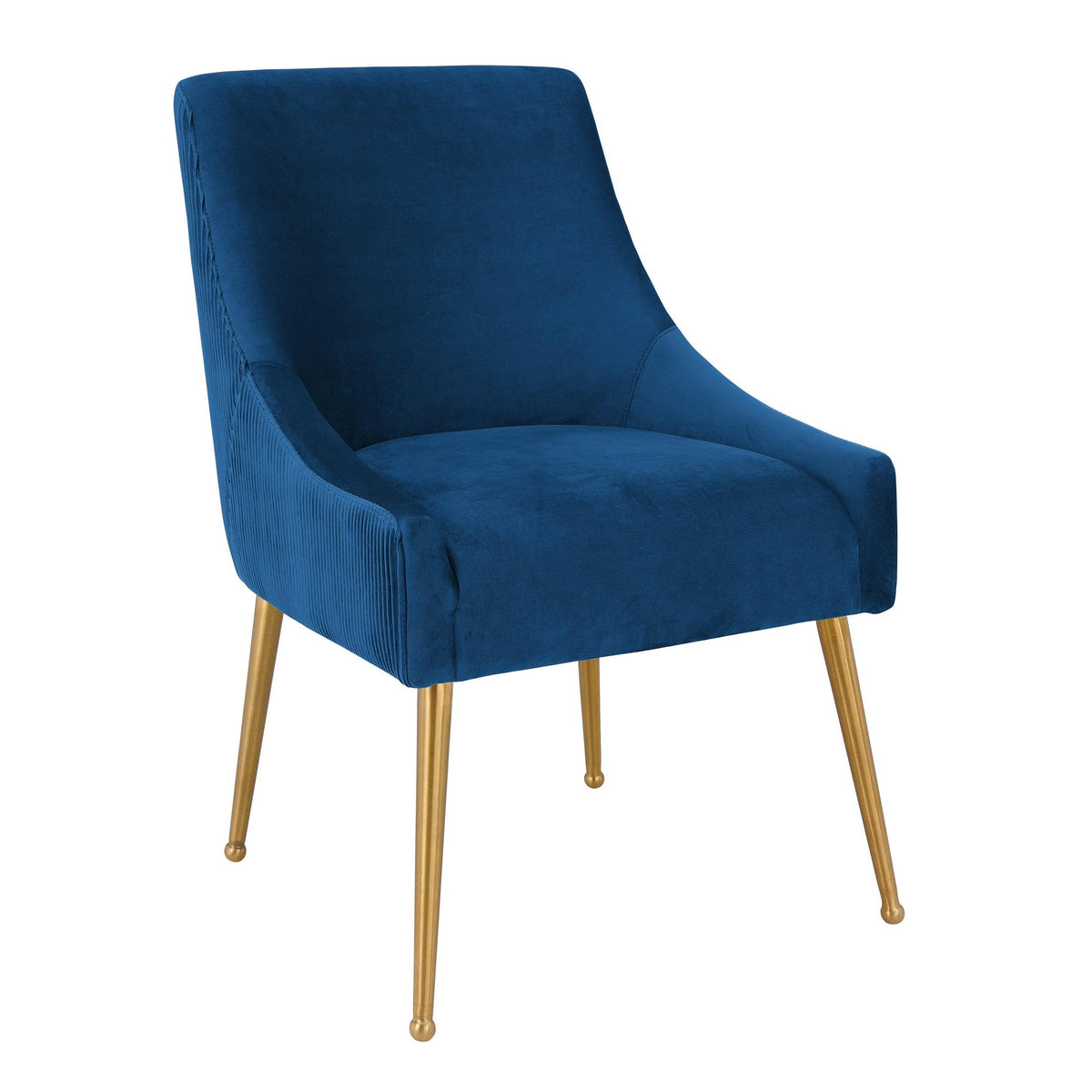 Prado Pleated Navy Velvet With Gold Frame Chair - Luxury Living Collection