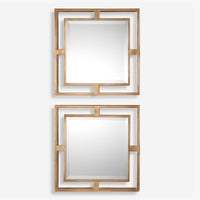 Lani Antiqued Gold Leaf Square Mirrors (Set of 2)