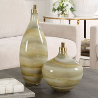 Captivating Swirls Glass Bottles, Set of 2