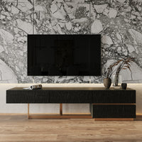 Shale Modern Black Ash + Brushed Gold TV Stand