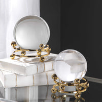 Aly Crystal Sphere & Gold Décor Objects (Set of 2)